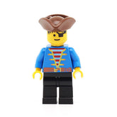 LEGO pi080 - Pirate (Blue Jacket, Black Legs, Brown Pirate Triangle Hat, Black Hair)
